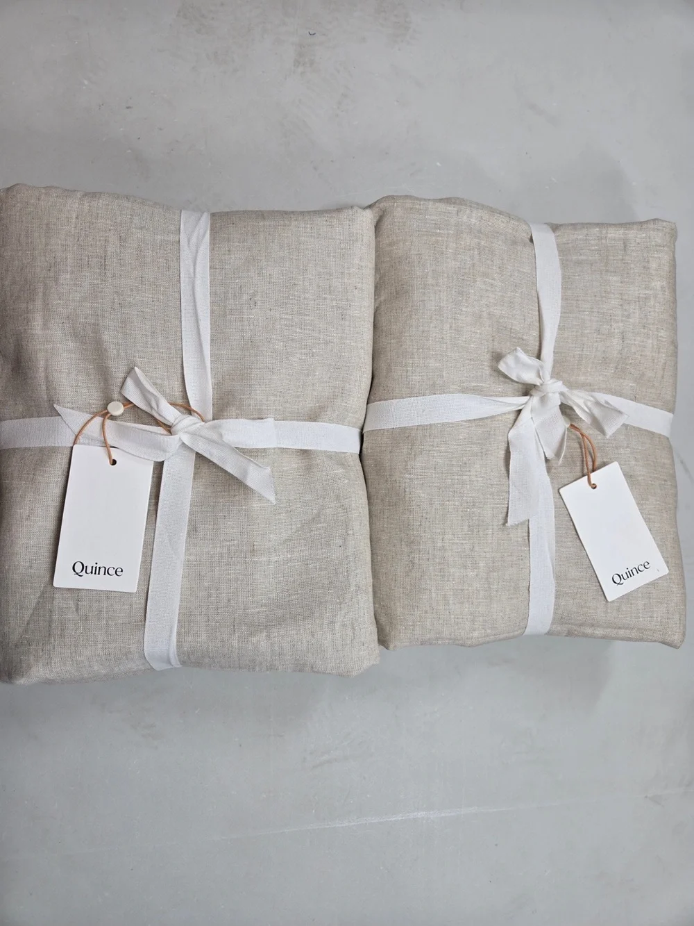 NWT QUINCE Set Of 2 48x84 European Linen True Blackout Curtains Flax 9992